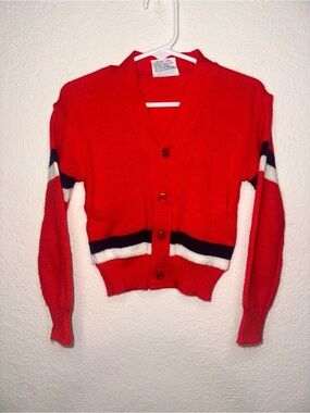Vintage Allura Creations Red Button-Up Sweater Cardigan Size 5